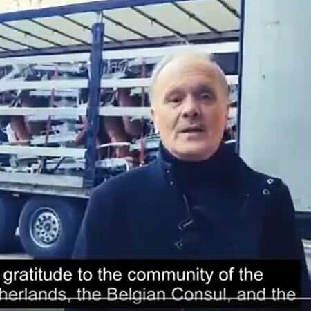 Truck with hospital beds and chairs arriving in Uman