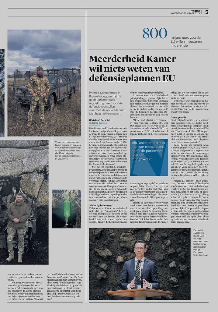 Artikel in Trouw over anti-dronenettenprojec van Stichting De Leeuw Kyiv
