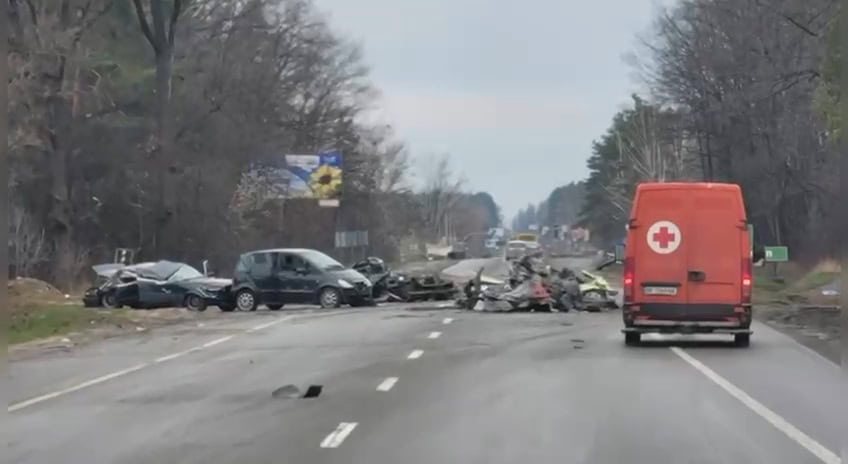 Screenshot video Kyiv region liberated 3 years ago.