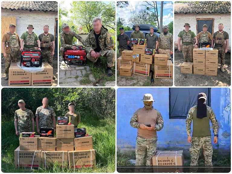 Generators delivered by De Leeuw Kyiv to Ukrainian army units near the front line